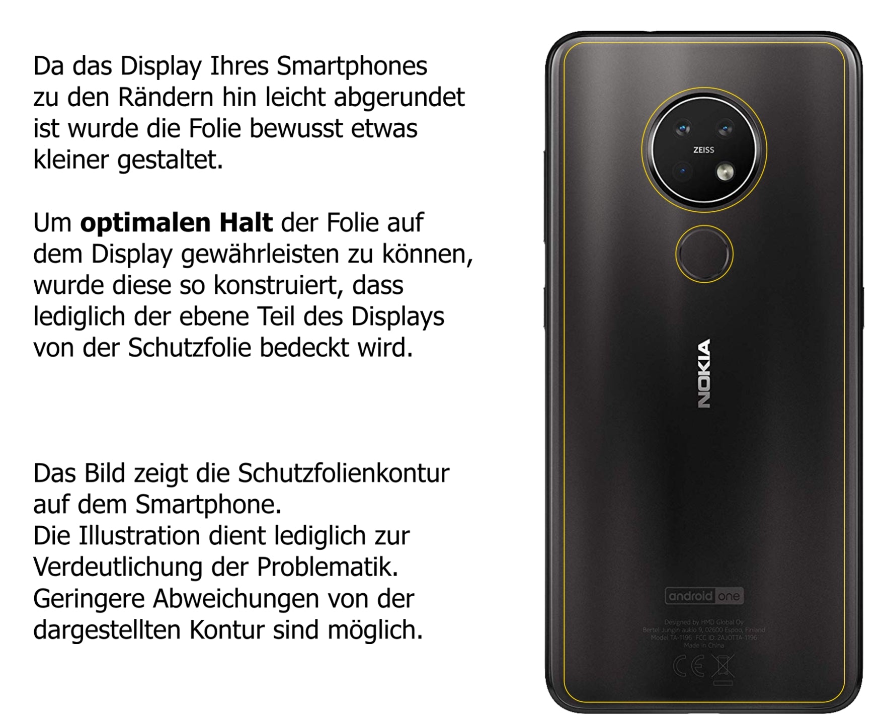dipos Displayschutz für Nokia 7.2 Rückseite, transparente Oberfläche, perfekte Passform auch für die Rundungen