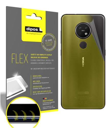 Klare Displayschutzfolie von dipos passend für Nokia 7.2 Rückseite, 100% Displayabdeckung und blasenfreie Montage