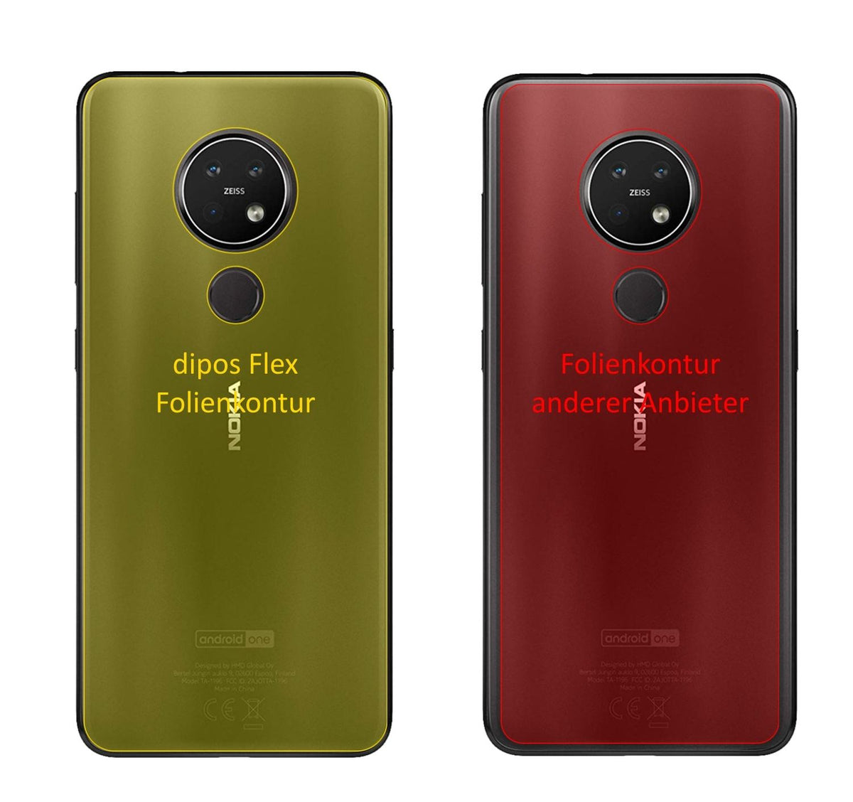 3x 3D Full Cover Schutzfolie für Nokia 7.2 Rückseite