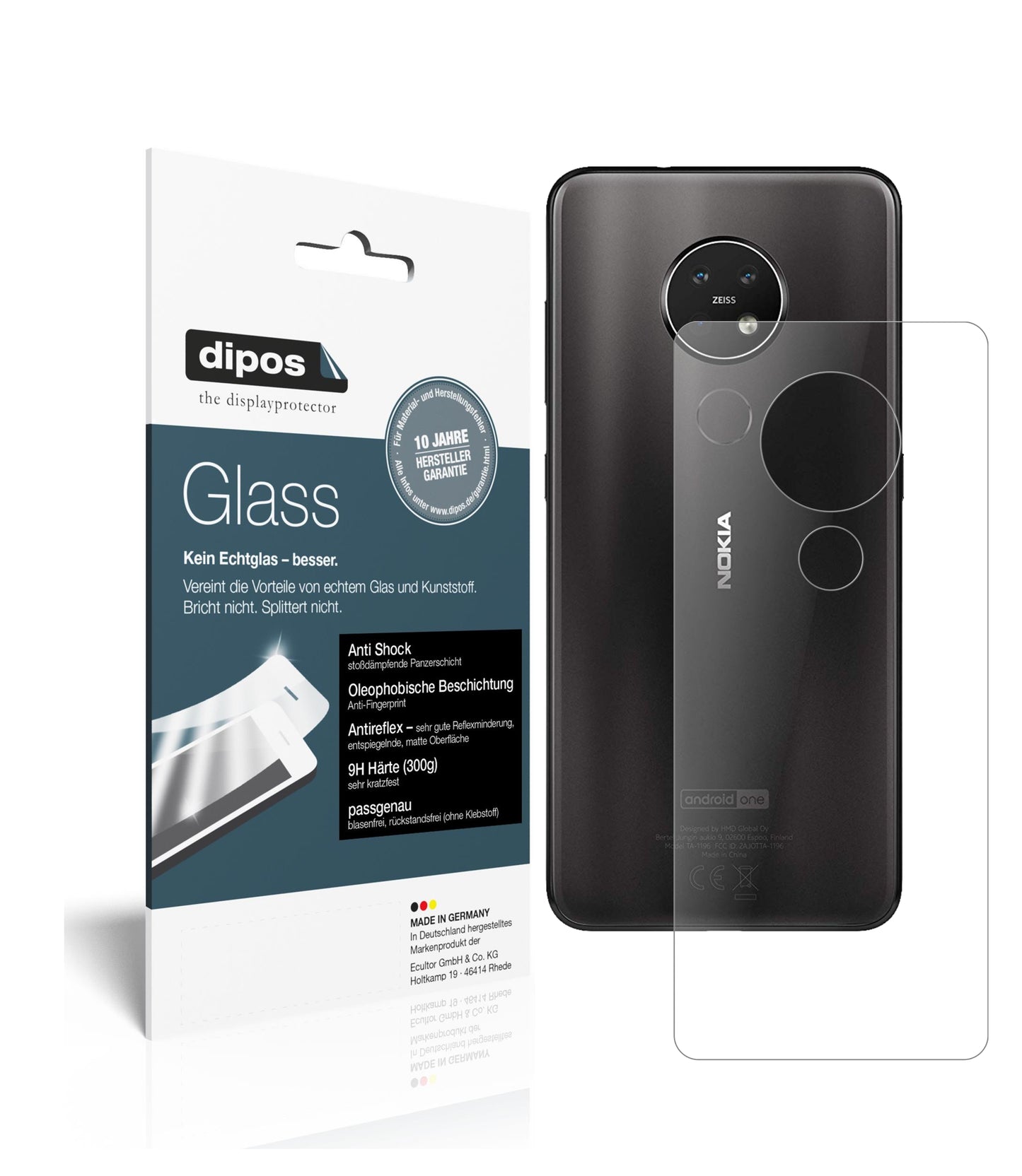 1x 9H Schutzfolie matt für Nokia 7.2 Rückseite Panzerfolie