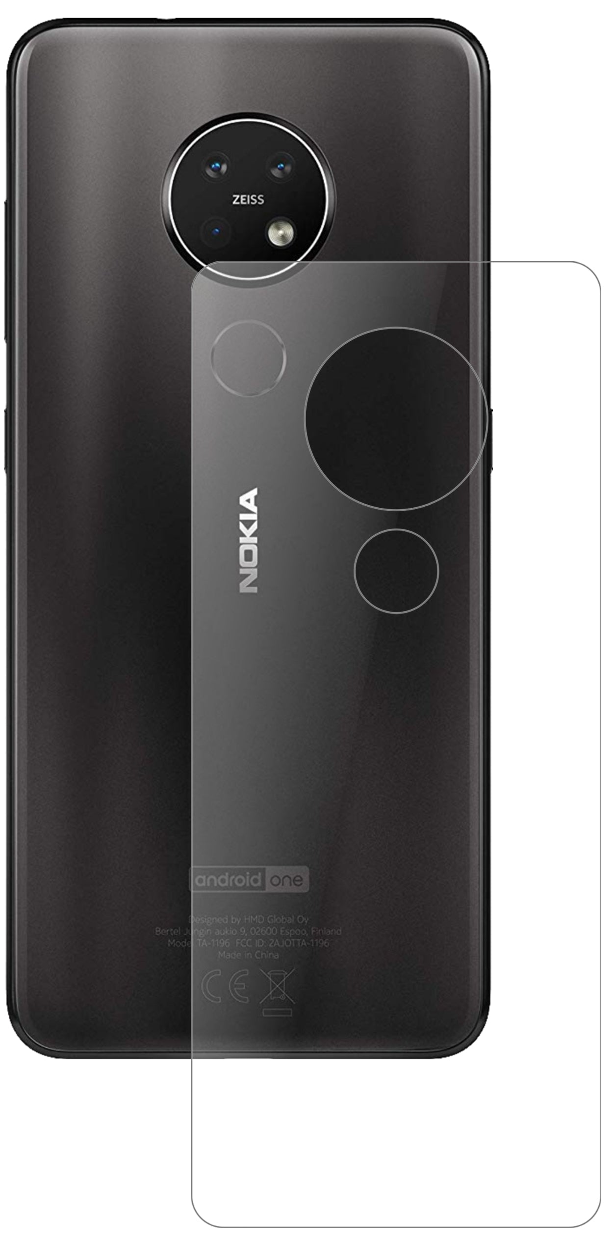 1x 9H Schutzfolie matt für Nokia 7.2 Rückseite Panzerfolie