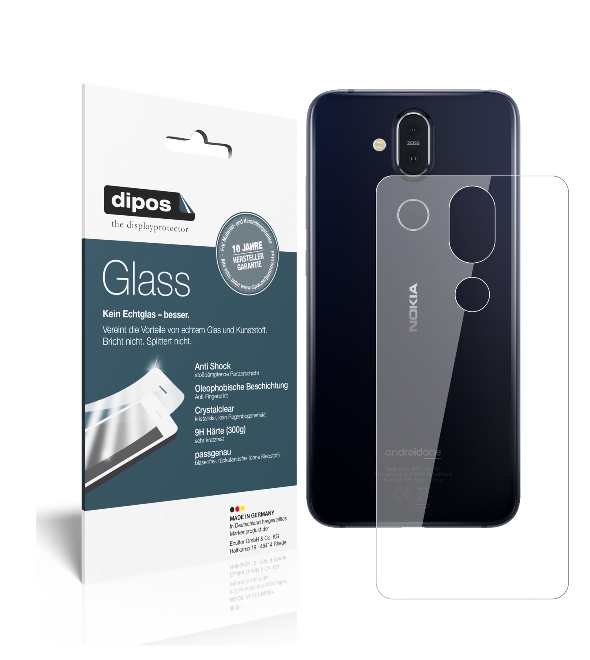 Perfekte Passform und ultimative Qualität: Unser 9H Panzerglas bietet Schutz für Nokia-8.1 Rückseite