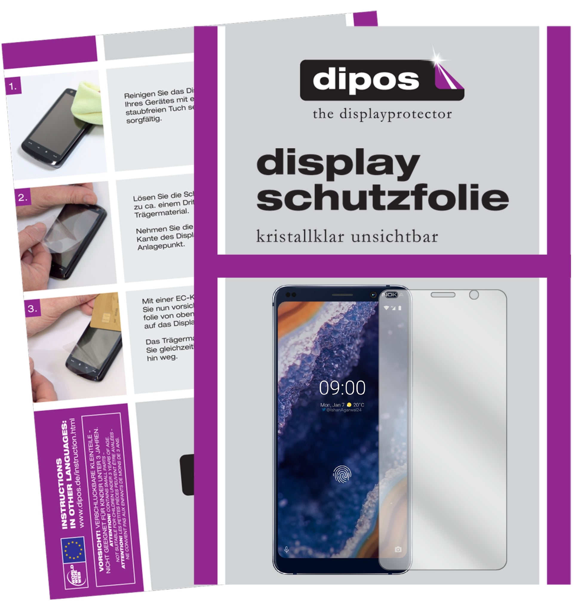 Kristallklare, dünne Schutzfolie: Kratzfest & passgenau für Nokia-9 PureView