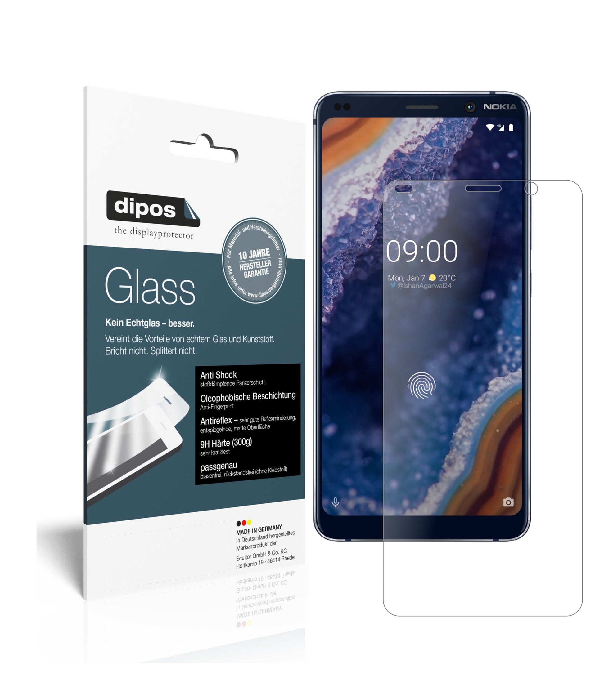 Mattes Panzerglas: Schutz vor Brüchen, Fingerabdrücken und Bildschirmblendung für Nokia-9 PureView