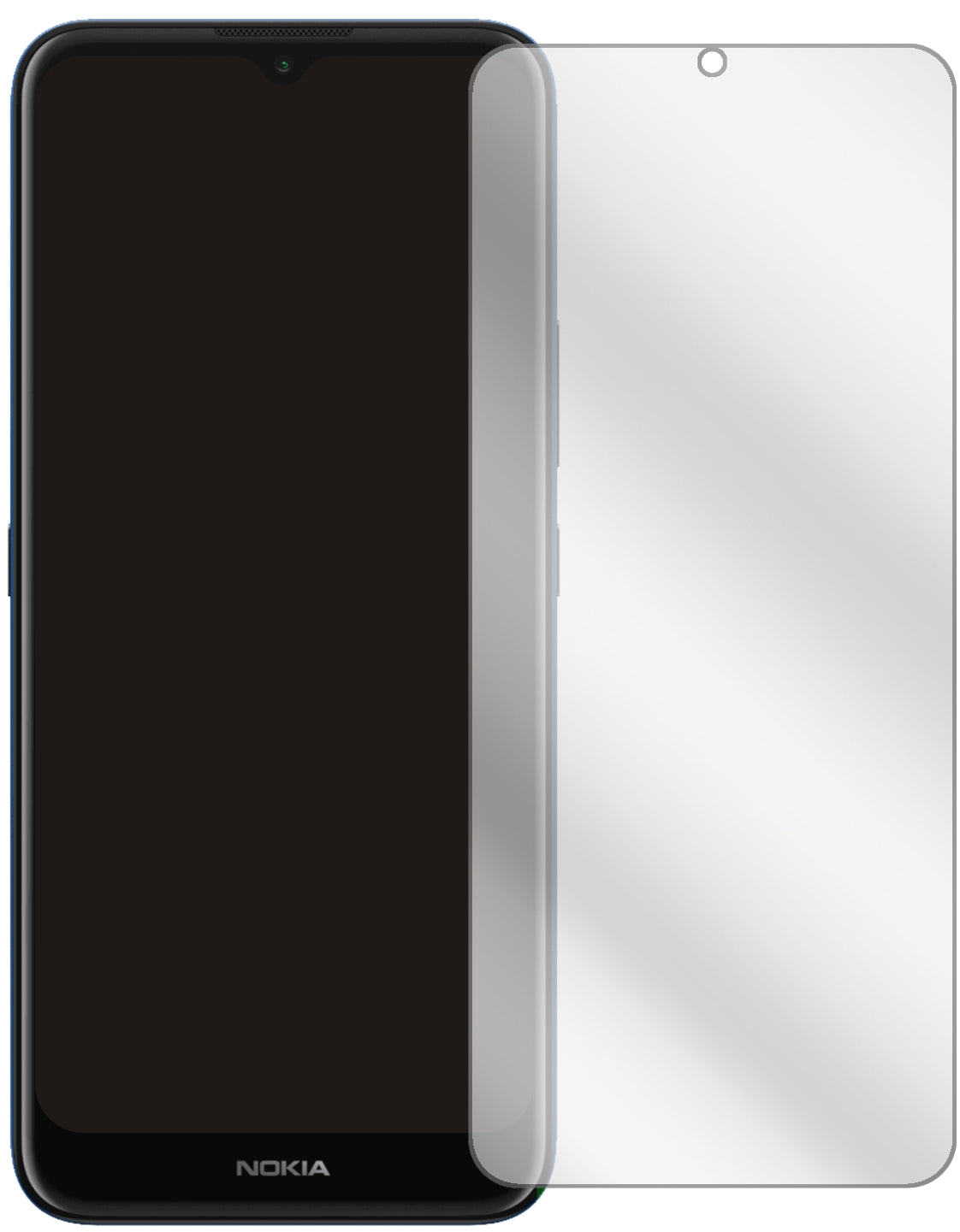 NokiaC10 mit aufgebrachter dipos Displayschutzfolie, glasklare Darstellung ohne Einschränkungen