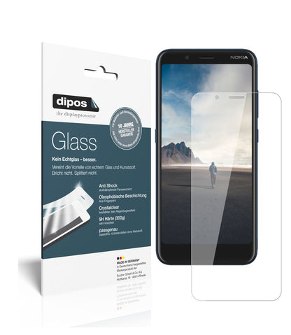 Klare Displayschutzfolie von dipos passend für Nokia C2 Tennen, 9H kratzfest und blasenfrei montiert