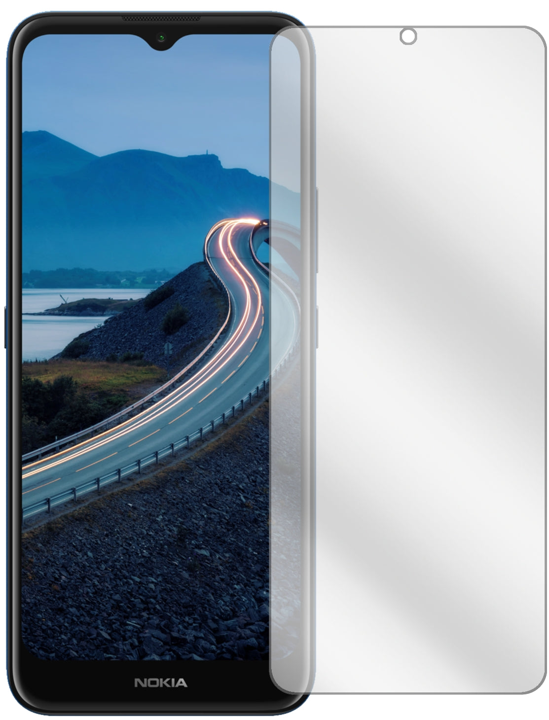 NokiaC5 Endi mit aufgebrachter dipos Displayschutzfolie, glasklare Darstellung ohne Einschränkungen