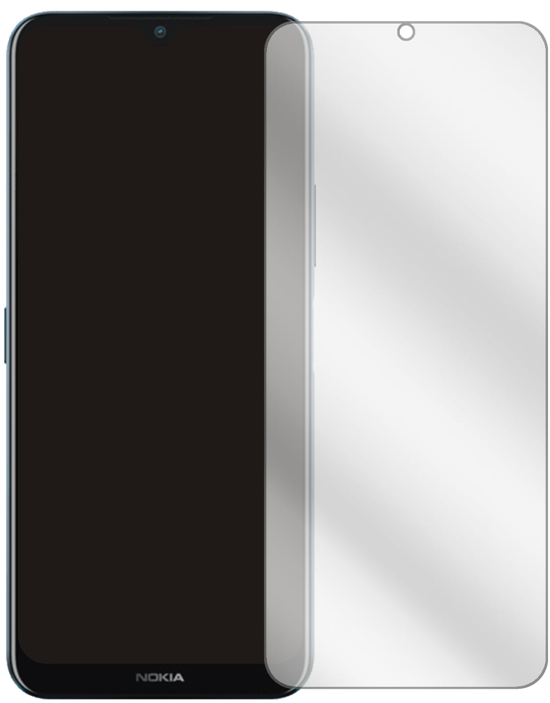 NokiaG50 mit aufgebrachter dipos Displayschutzfolie, glasklare Darstellung ohne Einschränkungen