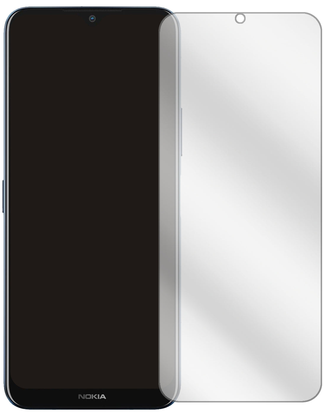 NokiaG50 5G mit aufgebrachter dipos Displayschutzfolie, glasklare Darstellung ohne Einschränkungen