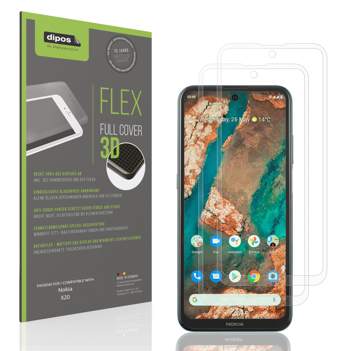 2x Full Cover Schutzfolie matt für Nokia X20