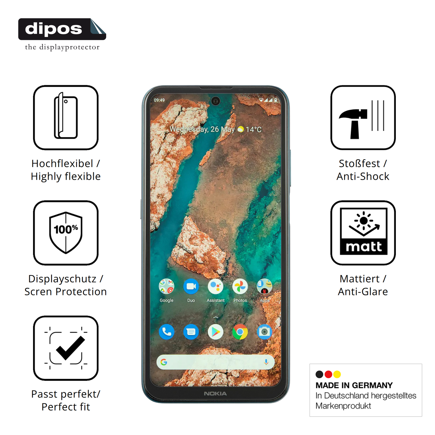 2x Full Cover Schutzfolie matt für Nokia X20