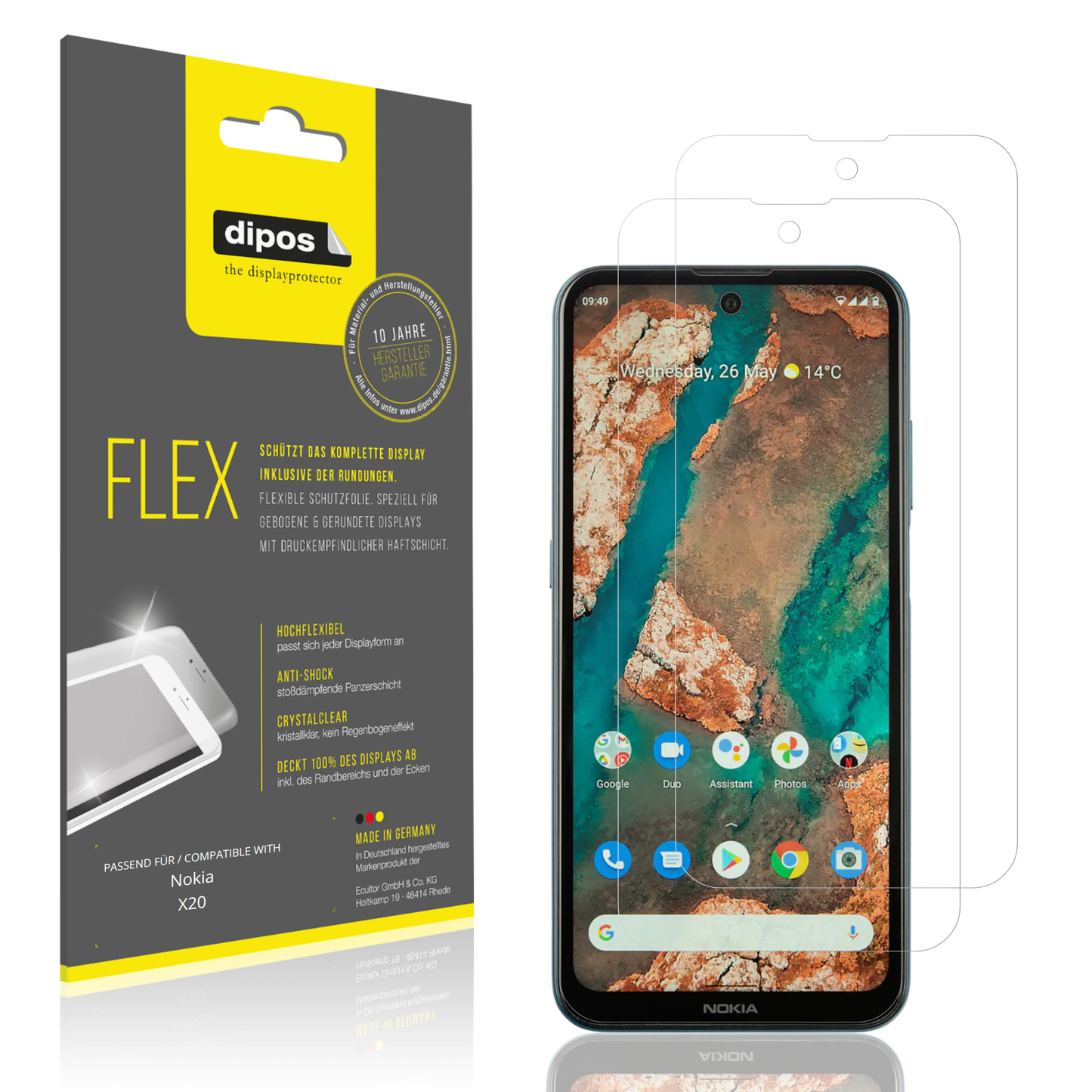 2x 3D Full Cover Schutzfolie für Nokia X20