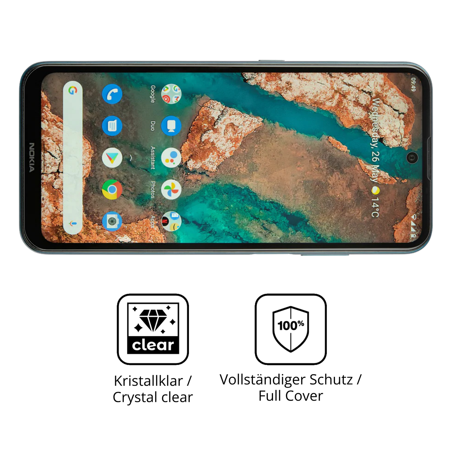 2x 3D Full Cover Schutzfolie für Nokia X20