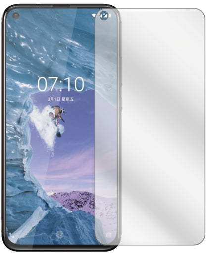 NokiaX71 mit aufgebrachter dipos Displayschutzfolie, glasklare Darstellung ohne Einschränkungen