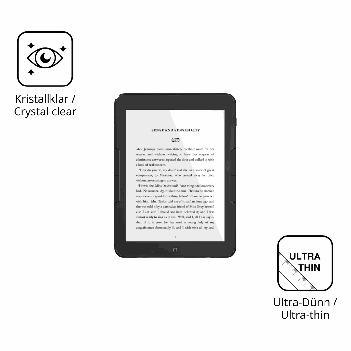 Dünne und klare Folie passend zugeschnitten für Nook GlowLight 4
