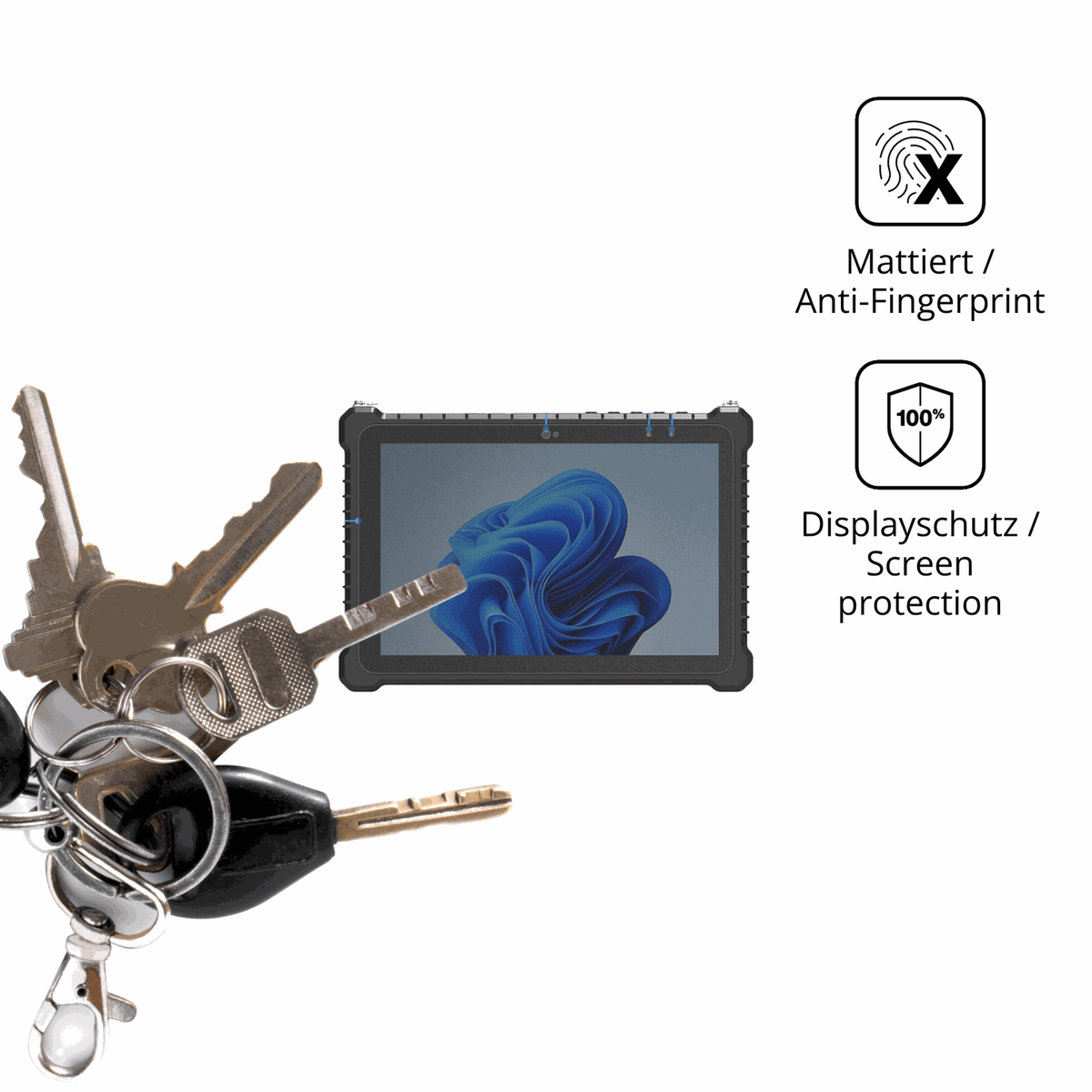 dipos Displayschutz für NORQIN 10.1 Rugged Tablet N5100, mattierte Oberfläche, Blickschutzfilter und perfekter Passform