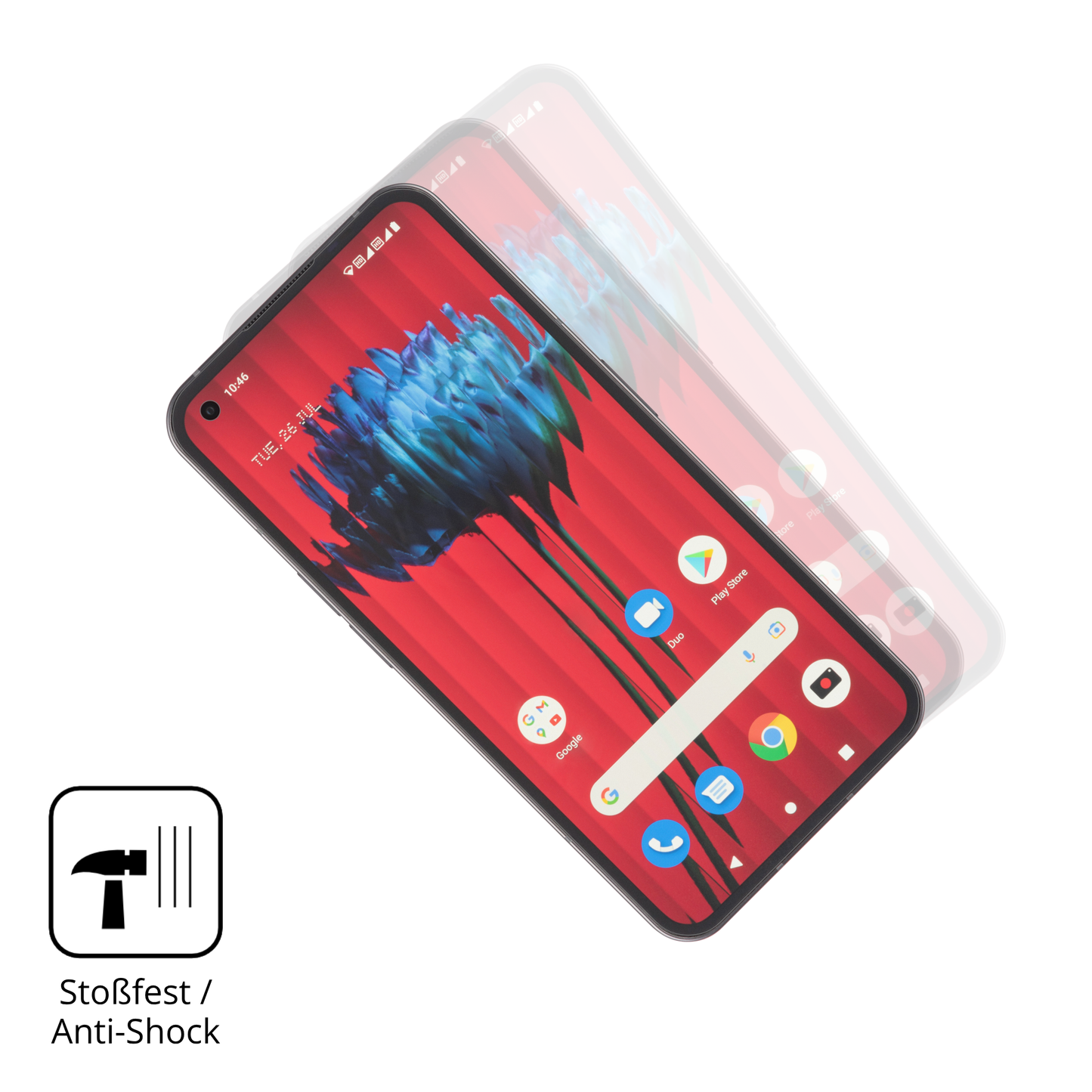 Schutz gegen Kratzer auf dem Nothing Phone 1 Glas durch Schlüssel, Stöße gegen die Tischkante oder Stürze