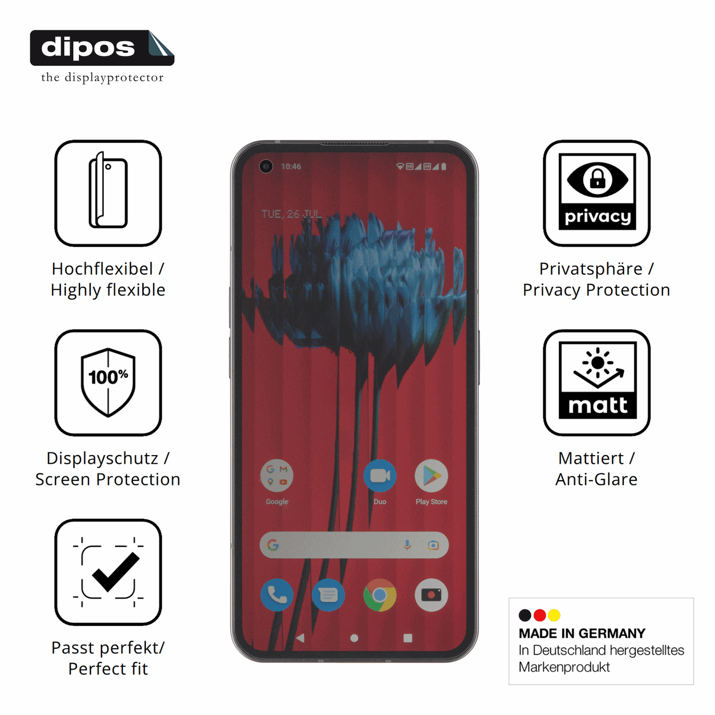 Flexible TPU-Folie passend zugeschnitten für Nothing Phone 1, mit Privatsphäre-Schutz durch Sichtschutz-Folie