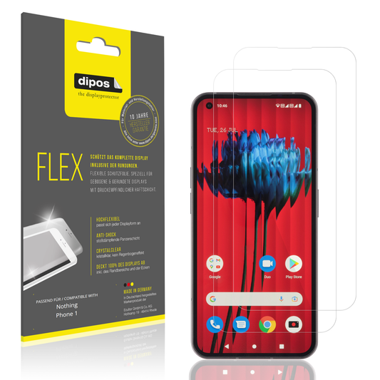 Klare Displayschutzfolie von dipos passend für Nothing Phone 1, 100% Displayabdeckung und blasenfreie Montage