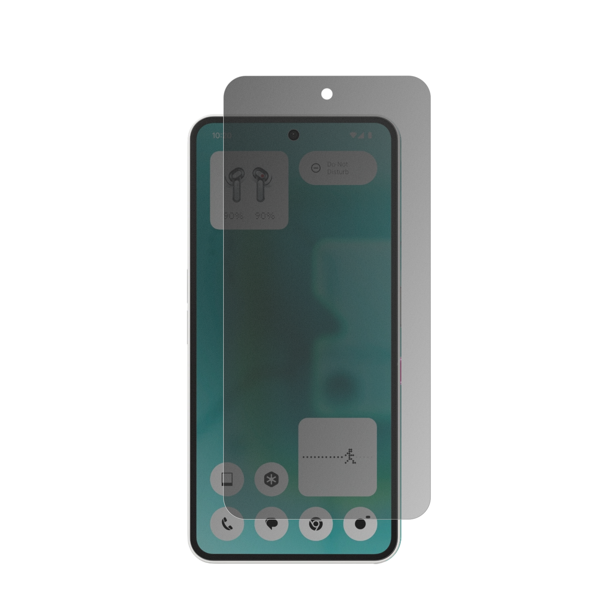 NothingPhone (3a) Community Edition mit aufgebrachtem dipos Displayschutz, der seitliche Einblicke blockiert