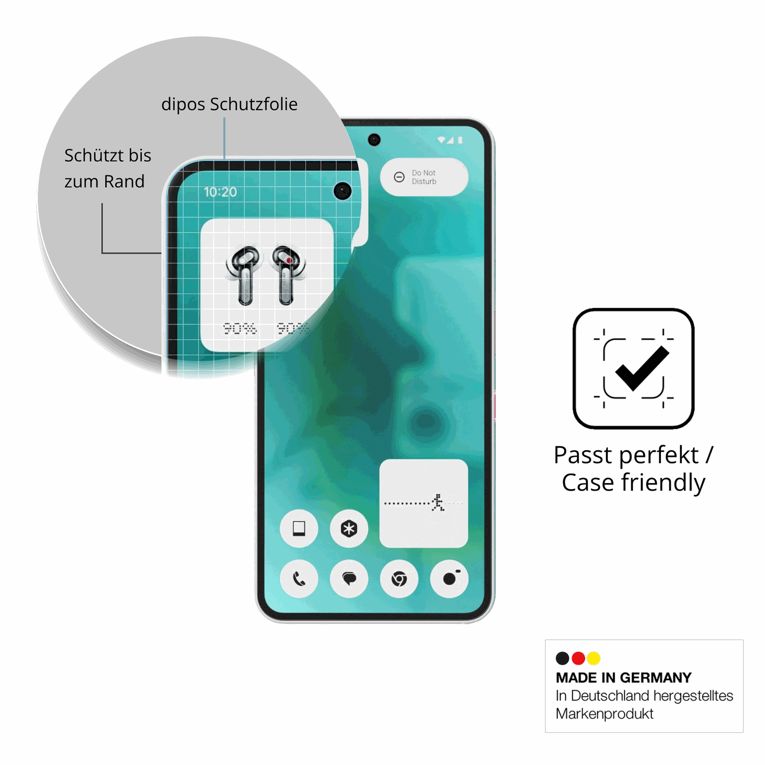 Schutzglasfolie mit optimaler Passform, zur Verwendung mit Hüllen geeignet