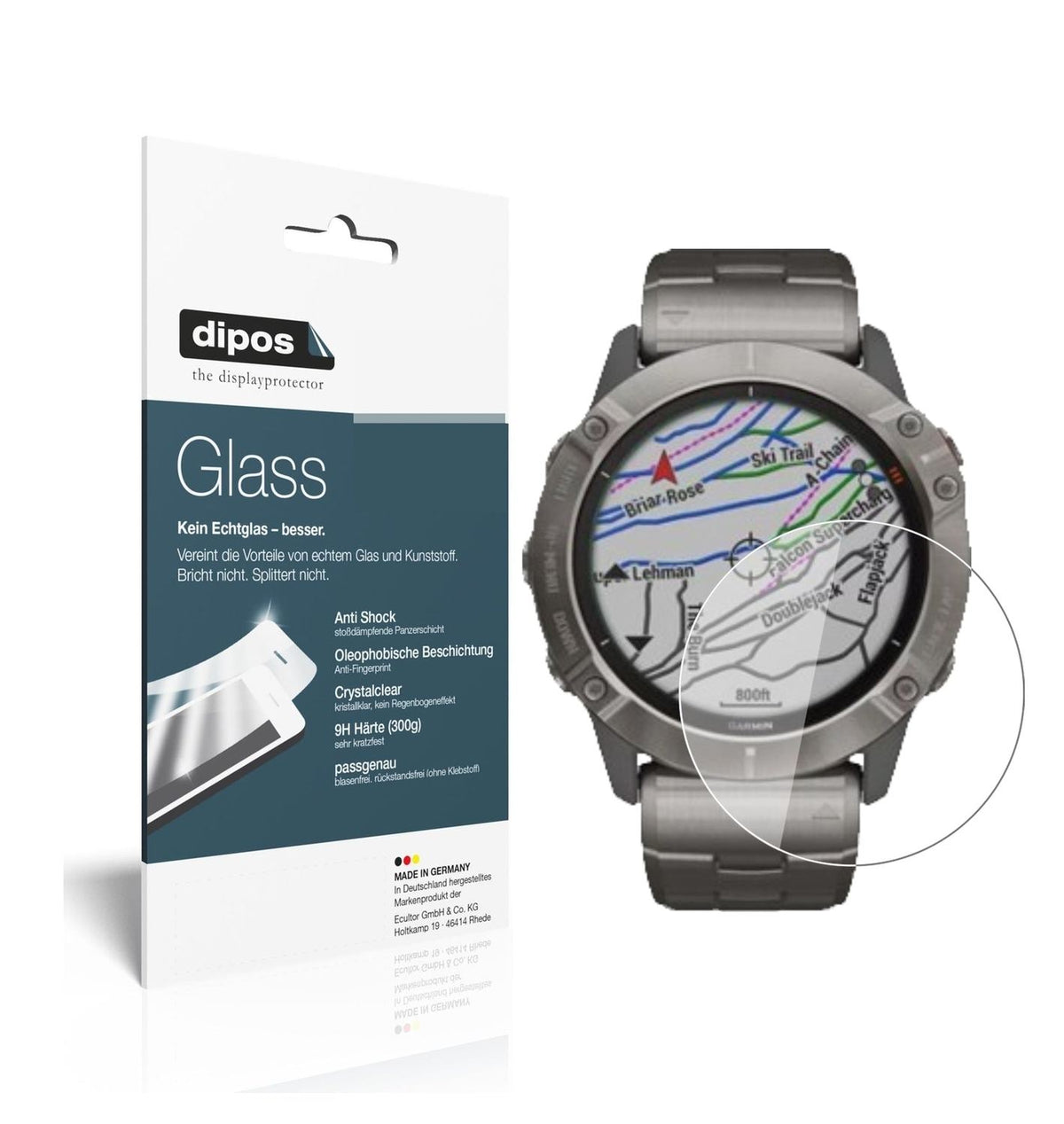 1x 9H Schutzfolie für Garmin fenix 6X Solar Panzerfolie