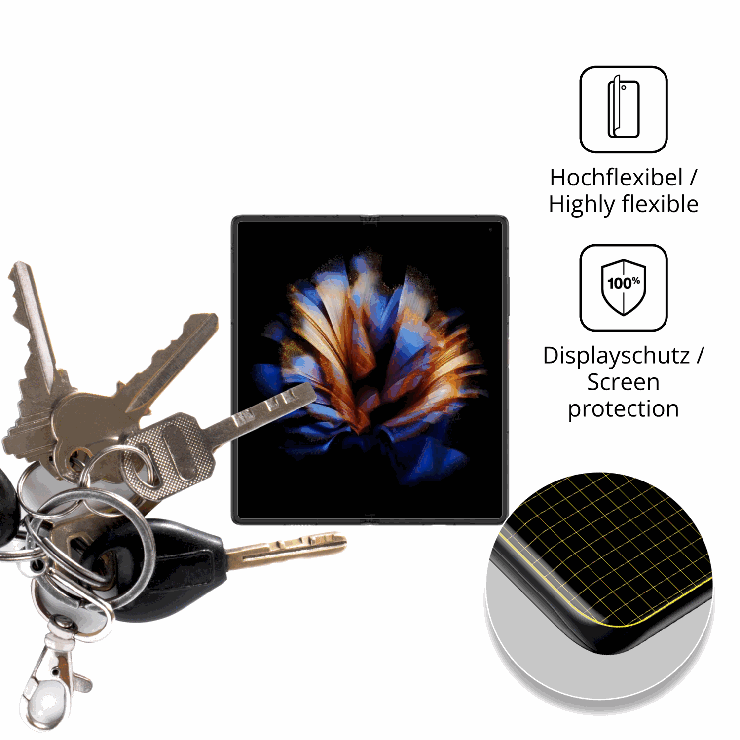 dipos Displayschutz für Nubia Fold Aussenseite, transparente Oberfläche, geringe Dicke und perfekte Passform
