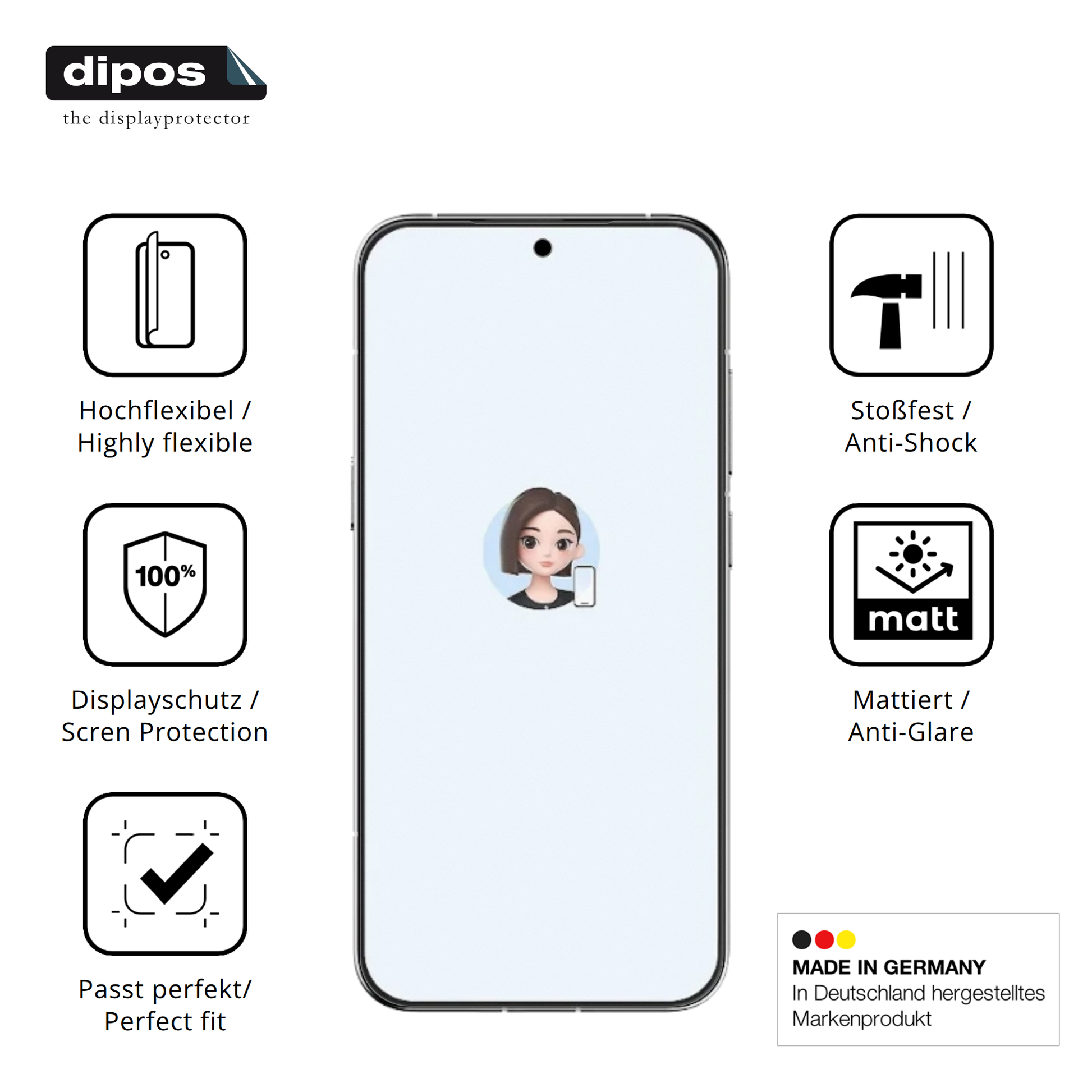Displayschutz hergestellt in Deutschland, höchste Qualität made in Germany