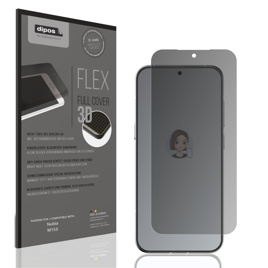 Blickschutzfolie von dipos passend für Nubia M153, 100% Displayabdeckung und blasenfreie Montage