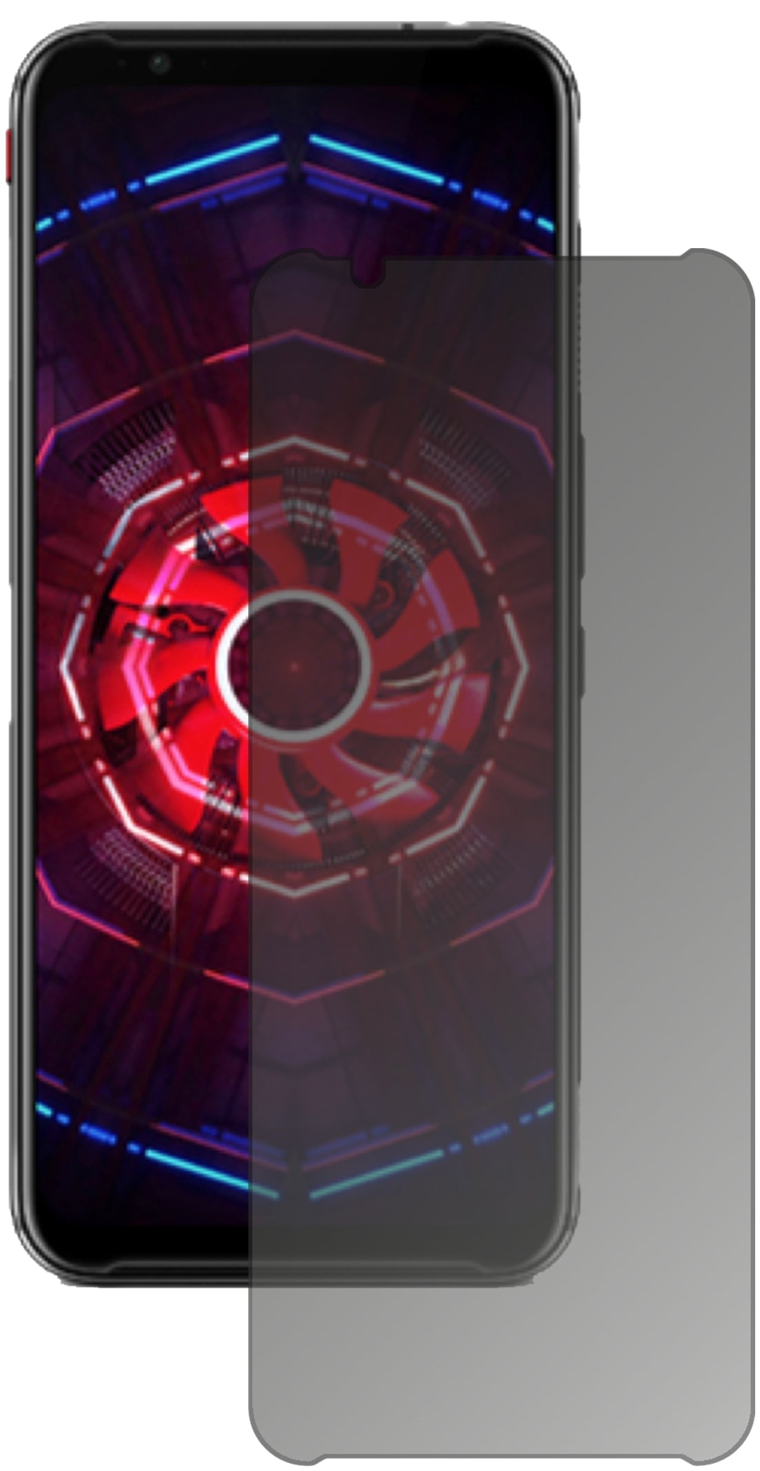 ZTEnubia Red Magic 3S mit aufgebrachtem dipos Displayschutz, der seitliche Einblicke blockiert