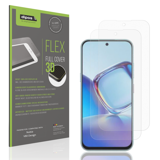 Matte Displayschutzfolie von dipos passend für nubiav80 design, 100% Displayabdeckung und blasenfreie Montage