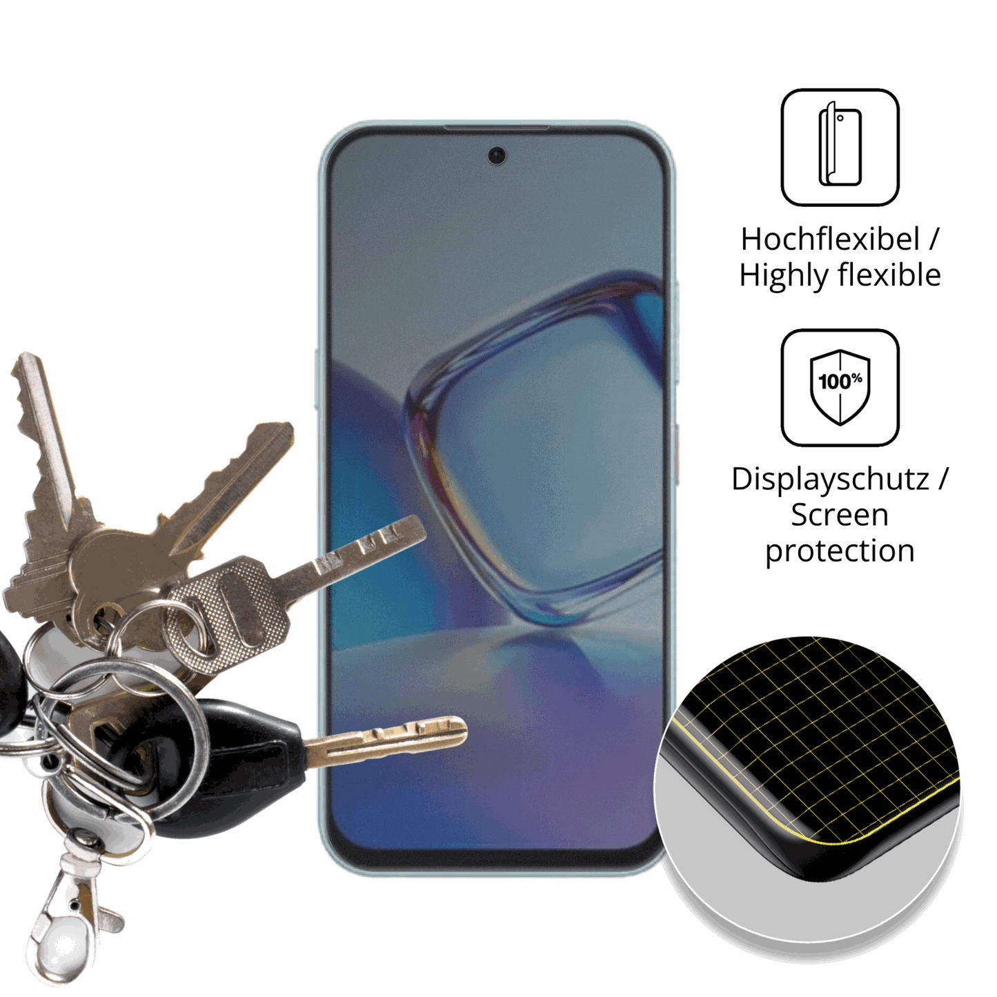 dipos Displayschutz für nubiav80 design, mit Blickschutzfilter und perfekter Passform auch für die Rundungen