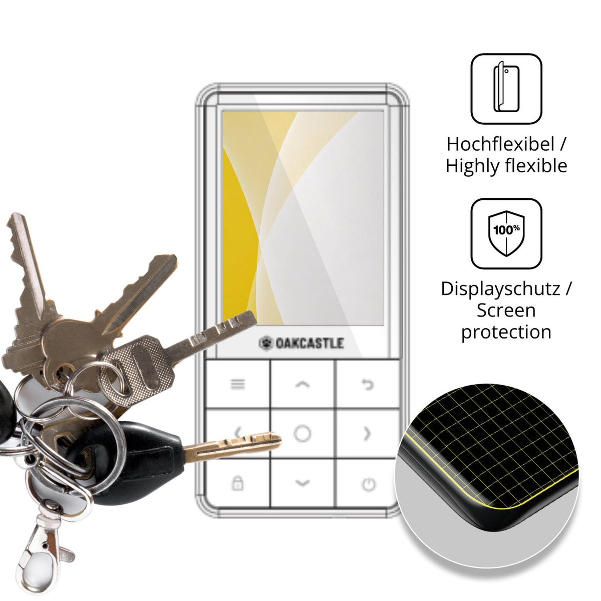 dipos Displayschutz für Oakcastle MP300, transparente Oberfläche, geringe Dicke und perfekte Passform