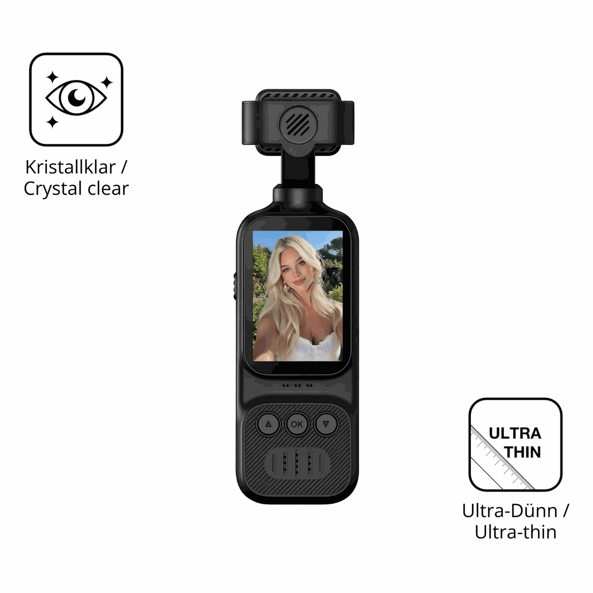 4x Schutzfolie klar für OBEST 50070 2K Action-Cam Display-Schutzfolie