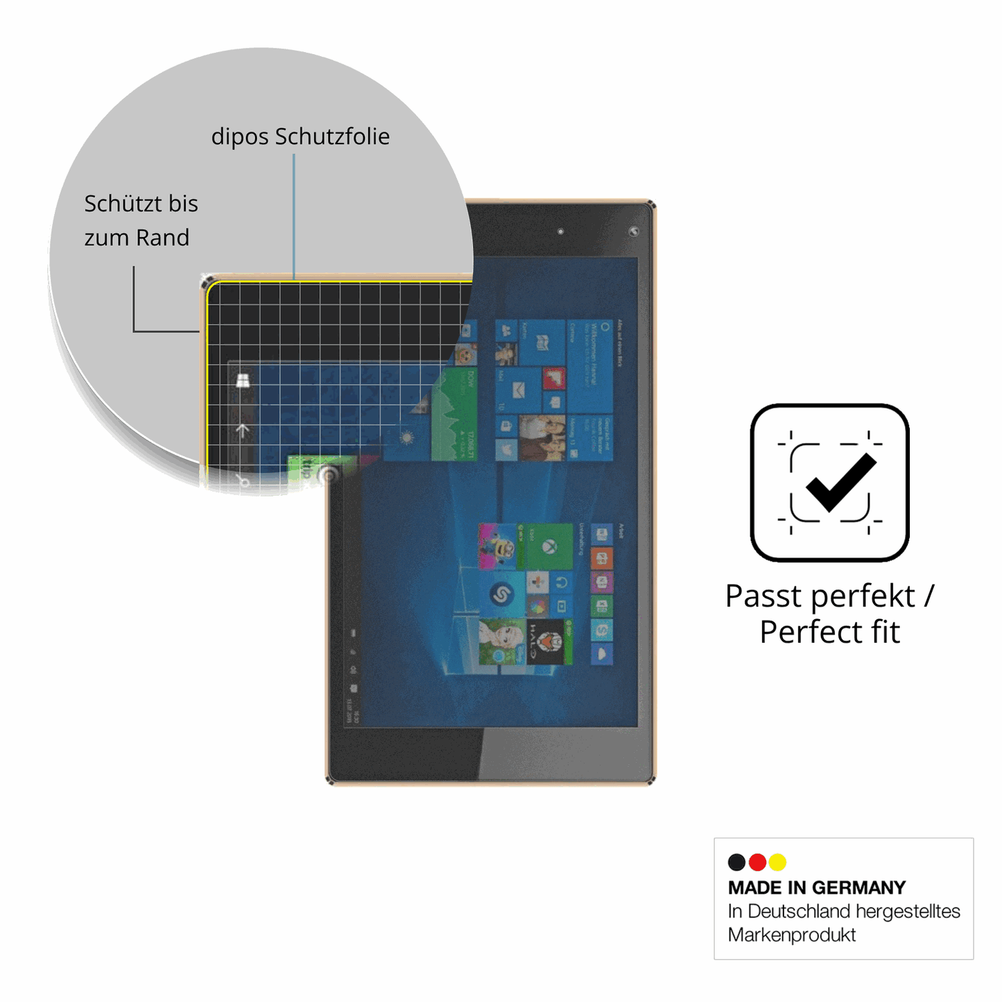 Schutz gegen Kratzer auf dem Odys Cosmo Windows X9 Glas durch Schlüssel oder Ähnliches
