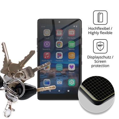 dipos Displayschutz für Oilsky M305 MP3-Player, mit Blickschutzfilter und perfekter Passform auch für die Rundungen