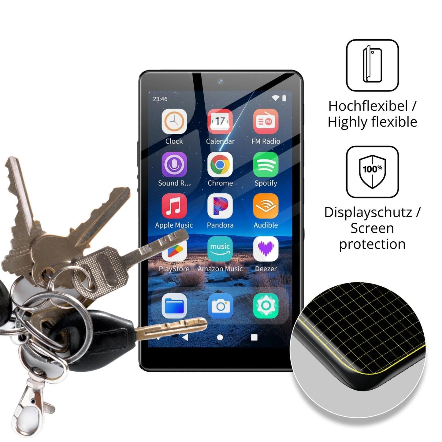 dipos Displayschutz für Oilsky M305 MP3-Player, transparente Oberfläche, geringe Dicke und perfekte Passform