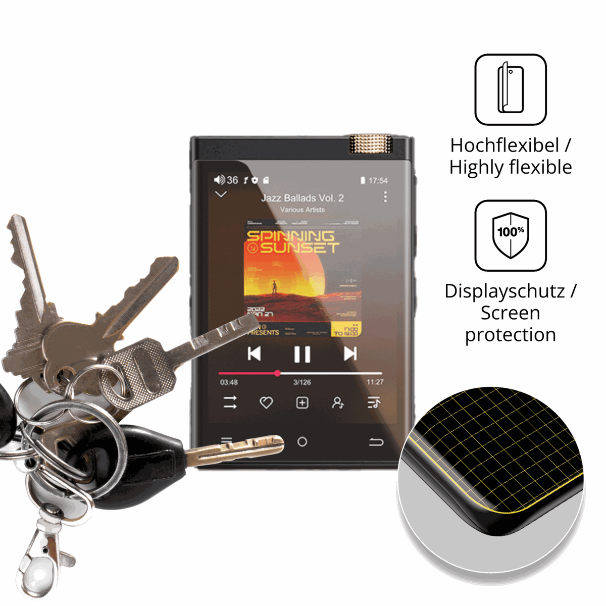dipos Displayschutz für Oilsky M308, transparente Oberfläche, perfekte Passform auch für die Rundungen
