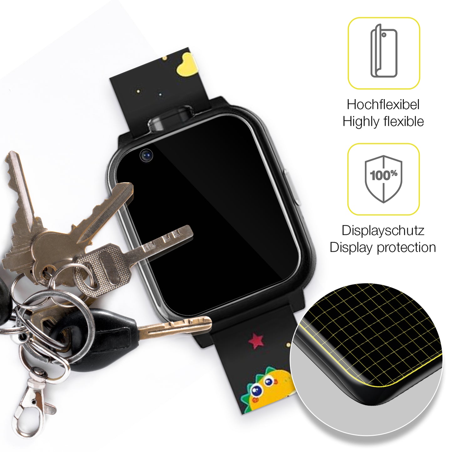 dipos Displayschutz für Okyuk Kinder Smartwatch T13001, transparente Oberfläche, geringe Dicke und perfekte Passform