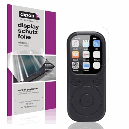 Klare Displayschutzfolie von dipos passend für Olycism 64 GB MP3-Player, präziser Zuschnitt und blasenfrei montiert