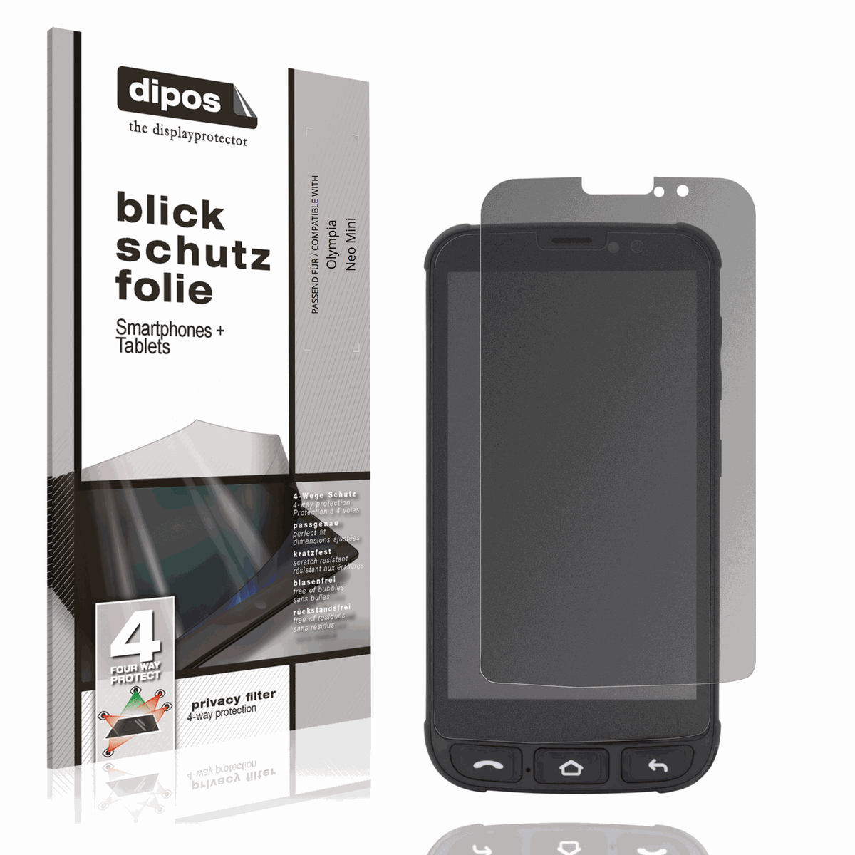 Blickschutzfolie von dipos passend für Olympia Neo Mini, präziser Zuschnitt und blasenfrei montiert