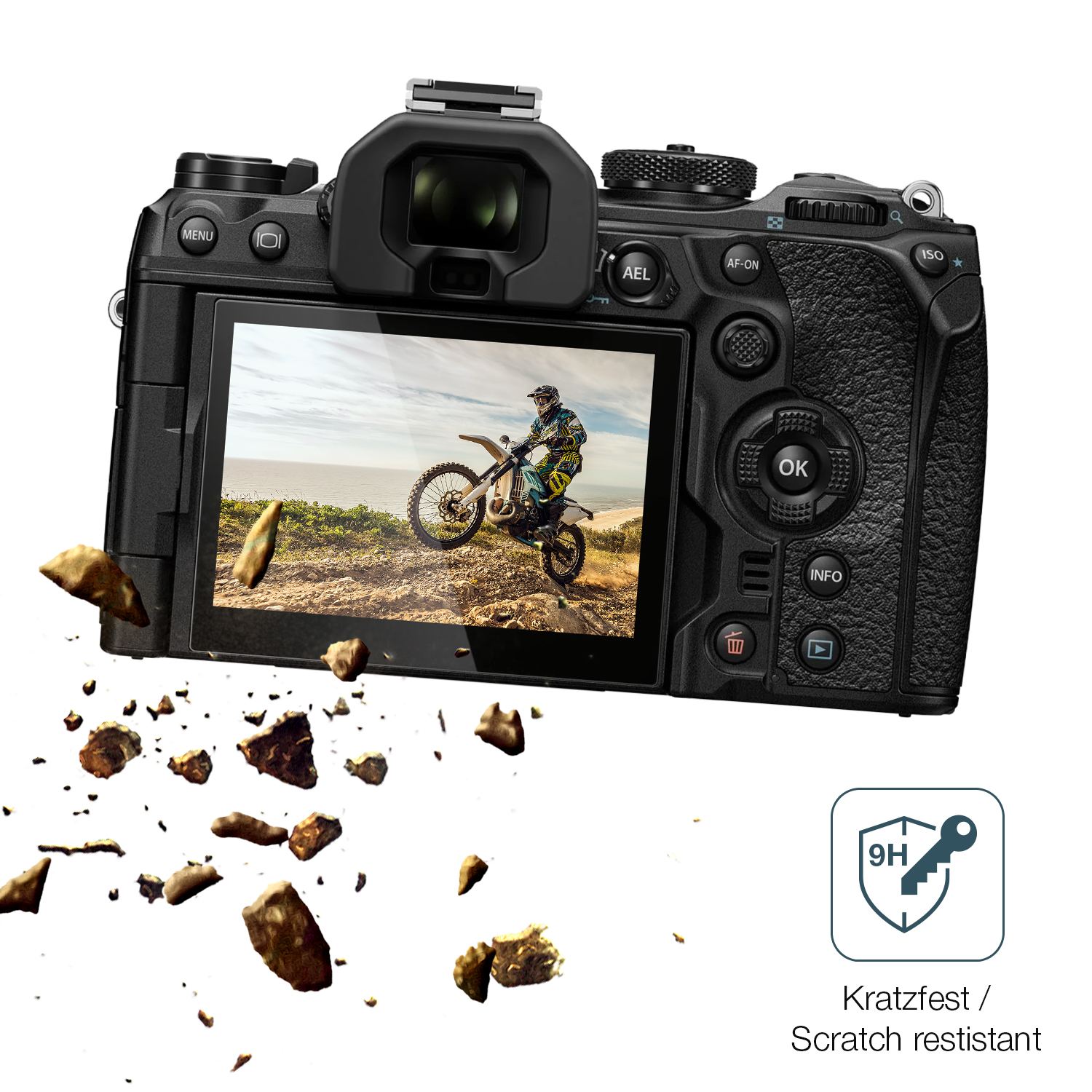 dipos Displayschutz für Olympus OM-1, transparente Oberfläche, perfekte Passform auch für die Rundungen