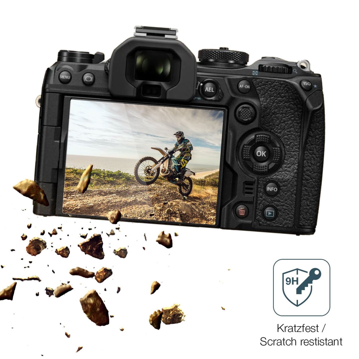 dipos Displayschutz für Olympus OM System OM-1 Mark II, transparente Oberfläche, perfekte Passform auch für die Rundungen