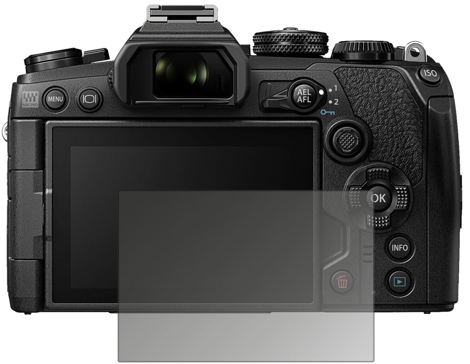 Blickschutzfolie von dipos passend für Olympus OM-D E-M1 Mark III, präziser Zuschnitt und blasenfrei montiert
