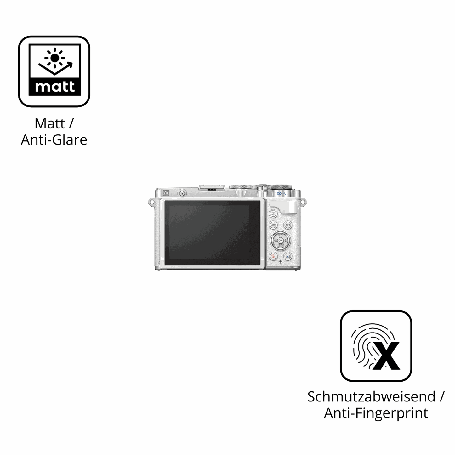 4x Schutzfolie matt für OM SYSTEM E-P7 Display-Schutzfolie