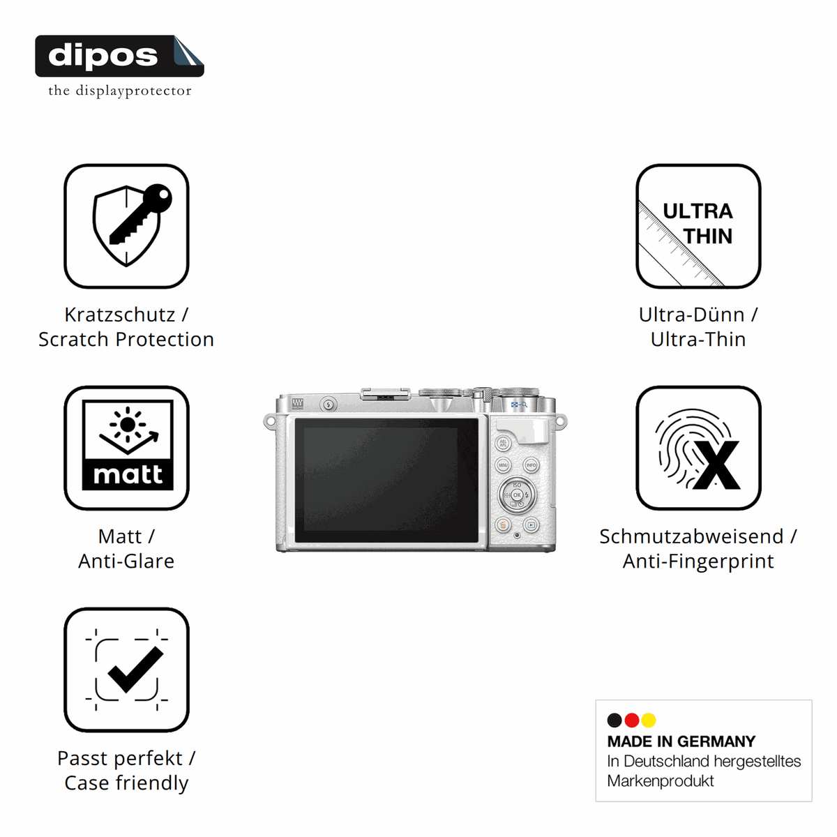 4x Schutzfolie matt für OM SYSTEM E-P7 Display-Schutzfolie