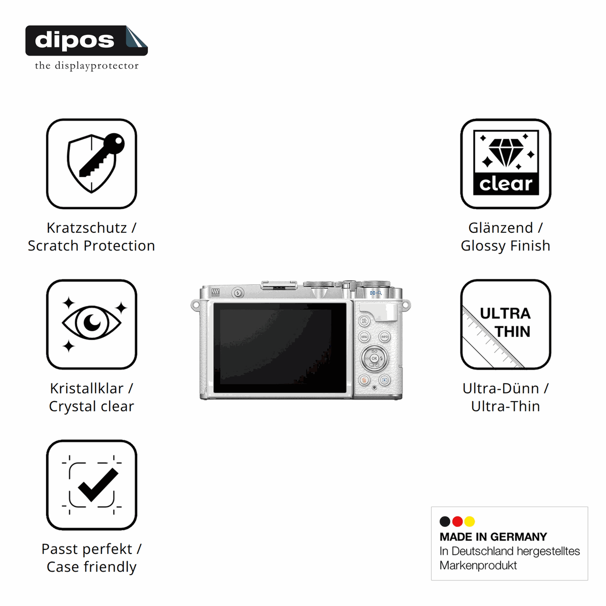 4x Schutzfolie klar für OM SYSTEM E-P7 Display-Schutzfolie