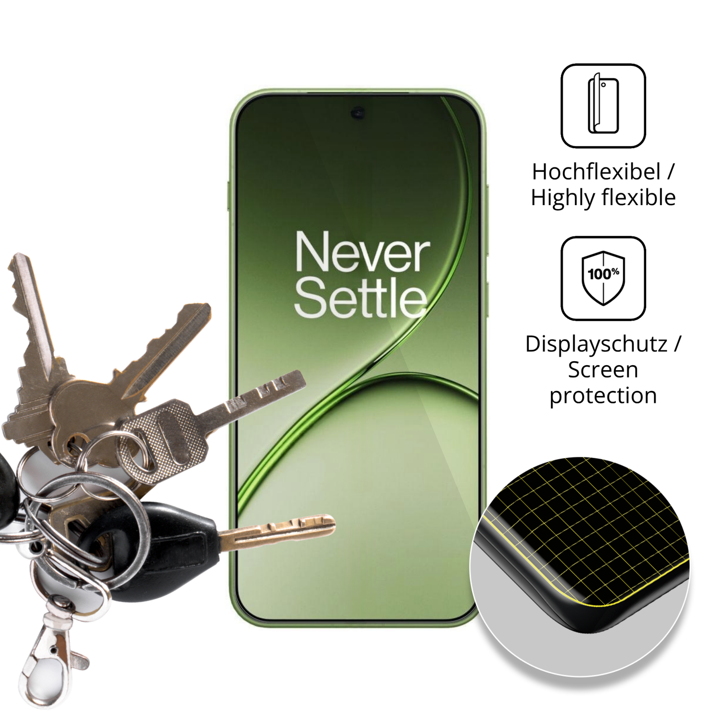 dipos Displayschutz f�r OnePlus 15T, transparente Oberfl�che, geringe Dicke und perfekte Passform