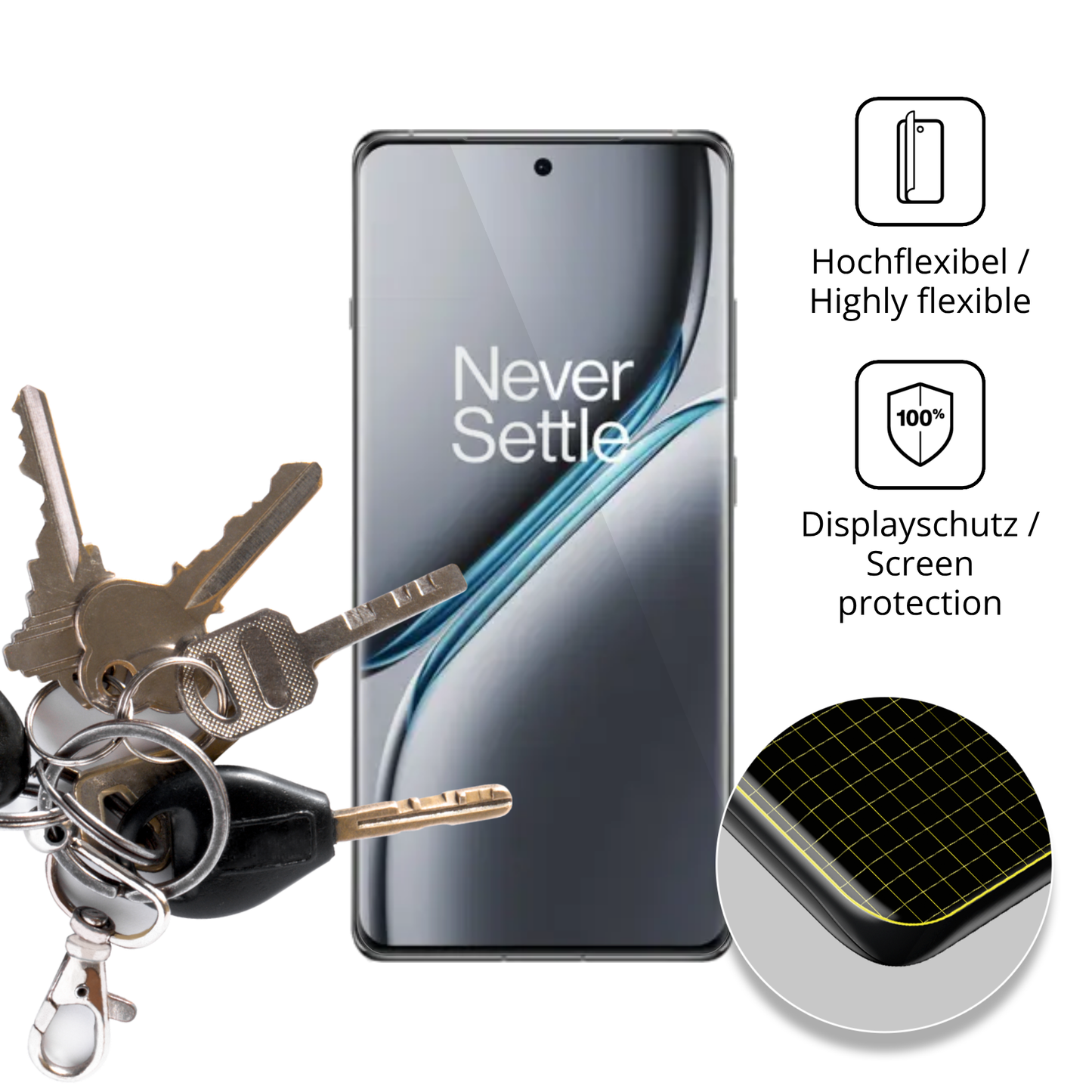 dipos Displayschutz für oneplus15r, transparente Oberfläche, geringe Dicke und perfekte Passform