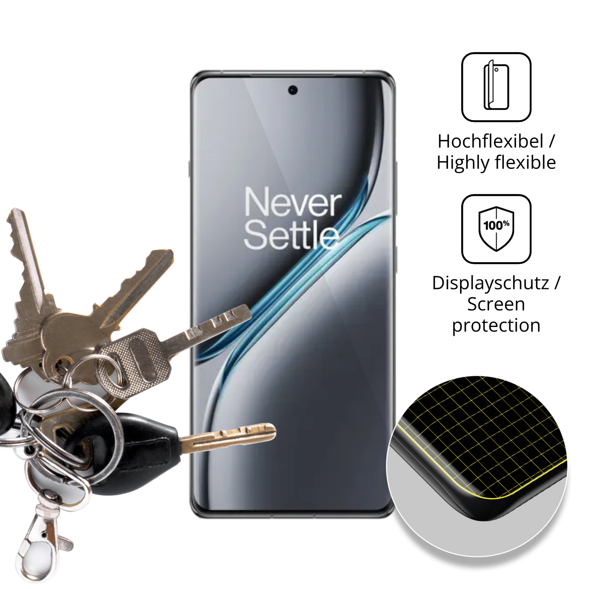 dipos Displayschutz für oneplus15r, transparente Oberfläche, geringe Dicke und perfekte Passform